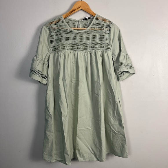 English factory LACE DETAIL MINI DRESS in sage green size small new with tags - Picture 2 of 8